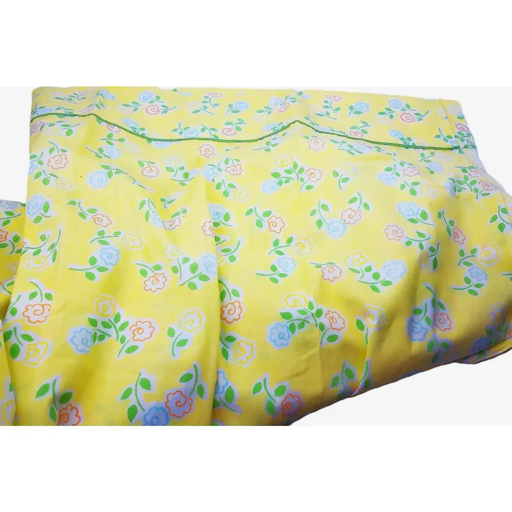 Vintage Wamsutta Twin Flat Sheet Yellow Floral Cotton Percale Bedding New